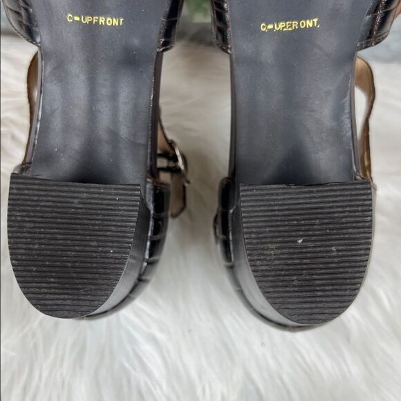 Calico Croc Embossed Leather Heeled Loafer Size 8 - Picture 9 of 11